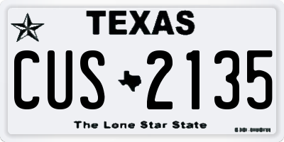 TX license plate CUS2135