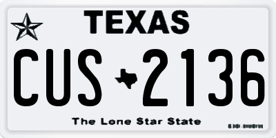 TX license plate CUS2136