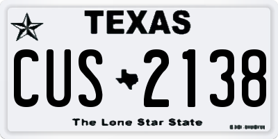 TX license plate CUS2138