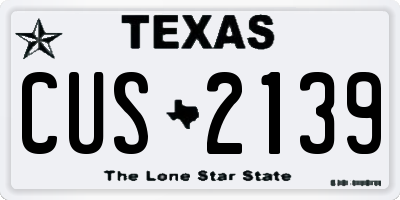 TX license plate CUS2139