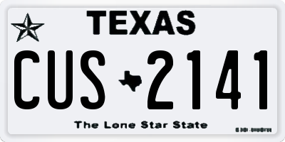 TX license plate CUS2141