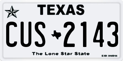 TX license plate CUS2143