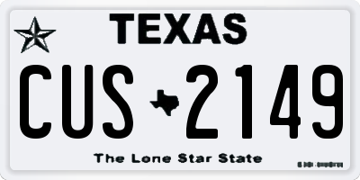 TX license plate CUS2149