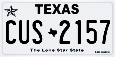 TX license plate CUS2157