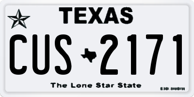 TX license plate CUS2171