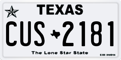 TX license plate CUS2181