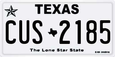TX license plate CUS2185