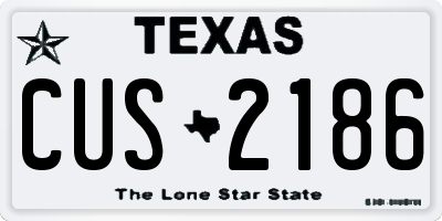 TX license plate CUS2186
