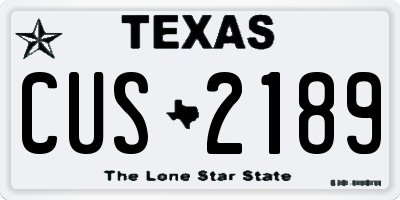 TX license plate CUS2189