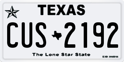 TX license plate CUS2192