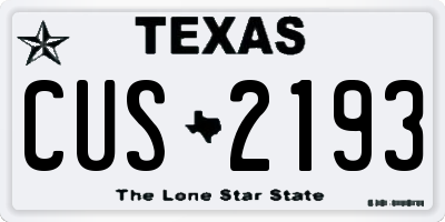 TX license plate CUS2193