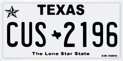 TX license plate CUS2196