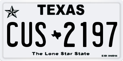TX license plate CUS2197