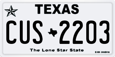 TX license plate CUS2203