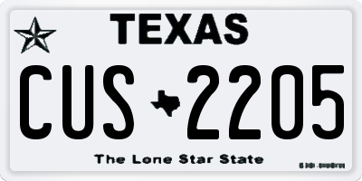 TX license plate CUS2205