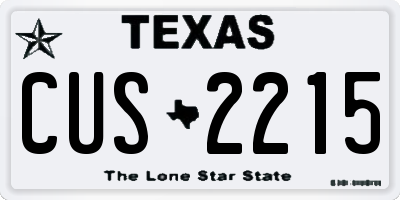 TX license plate CUS2215