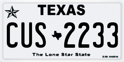 TX license plate CUS2233