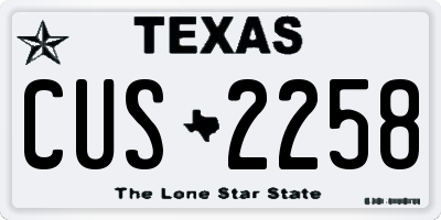 TX license plate CUS2258