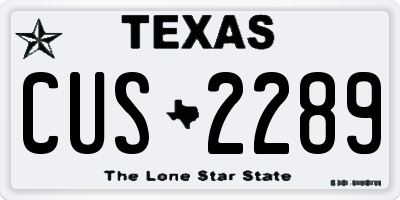 TX license plate CUS2289