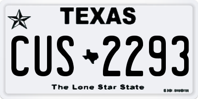 TX license plate CUS2293
