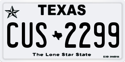 TX license plate CUS2299