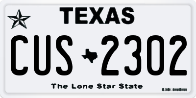 TX license plate CUS2302