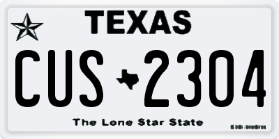 TX license plate CUS2304