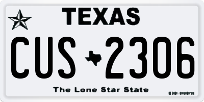 TX license plate CUS2306
