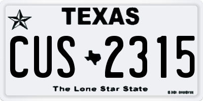 TX license plate CUS2315