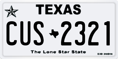 TX license plate CUS2321