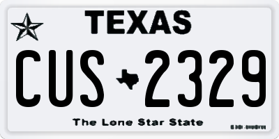 TX license plate CUS2329