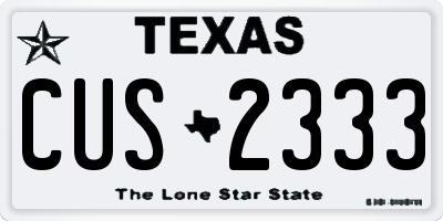 TX license plate CUS2333