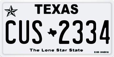TX license plate CUS2334