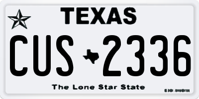 TX license plate CUS2336