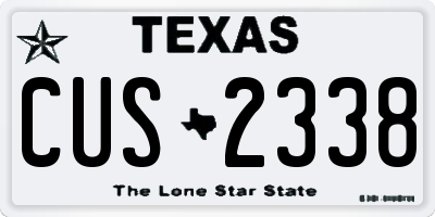 TX license plate CUS2338