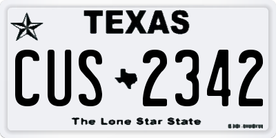 TX license plate CUS2342