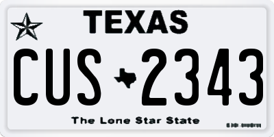 TX license plate CUS2343