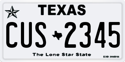 TX license plate CUS2345