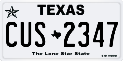 TX license plate CUS2347