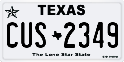 TX license plate CUS2349