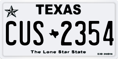 TX license plate CUS2354