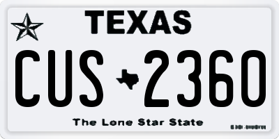 TX license plate CUS2360