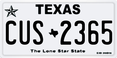 TX license plate CUS2365