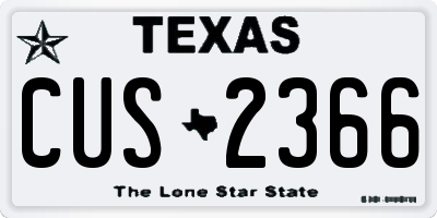 TX license plate CUS2366