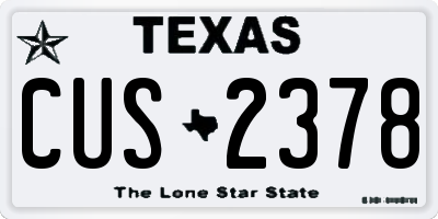 TX license plate CUS2378