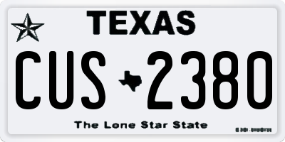TX license plate CUS2380