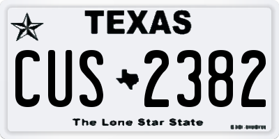 TX license plate CUS2382
