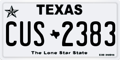 TX license plate CUS2383