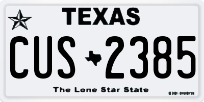 TX license plate CUS2385