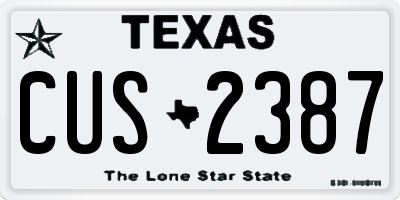 TX license plate CUS2387